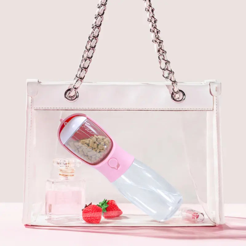 Portable Dog Water Bottle with Food Container – Travel Puppy Water Bowl & Automatic Feeder | Leak-Proof Pet Dispenser for Walking, Hiking, Camping | Essential for Yorkie, Chihuahua, Cat & Small Dogs