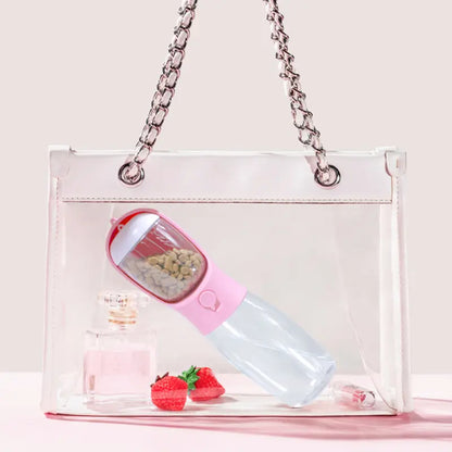 Portable Dog Water Bottle with Food Container – Travel Puppy Water Bowl & Automatic Feeder | Leak-Proof Pet Dispenser for Walking, Hiking, Camping | Essential for Yorkie, Chihuahua, Cat & Small Dogs