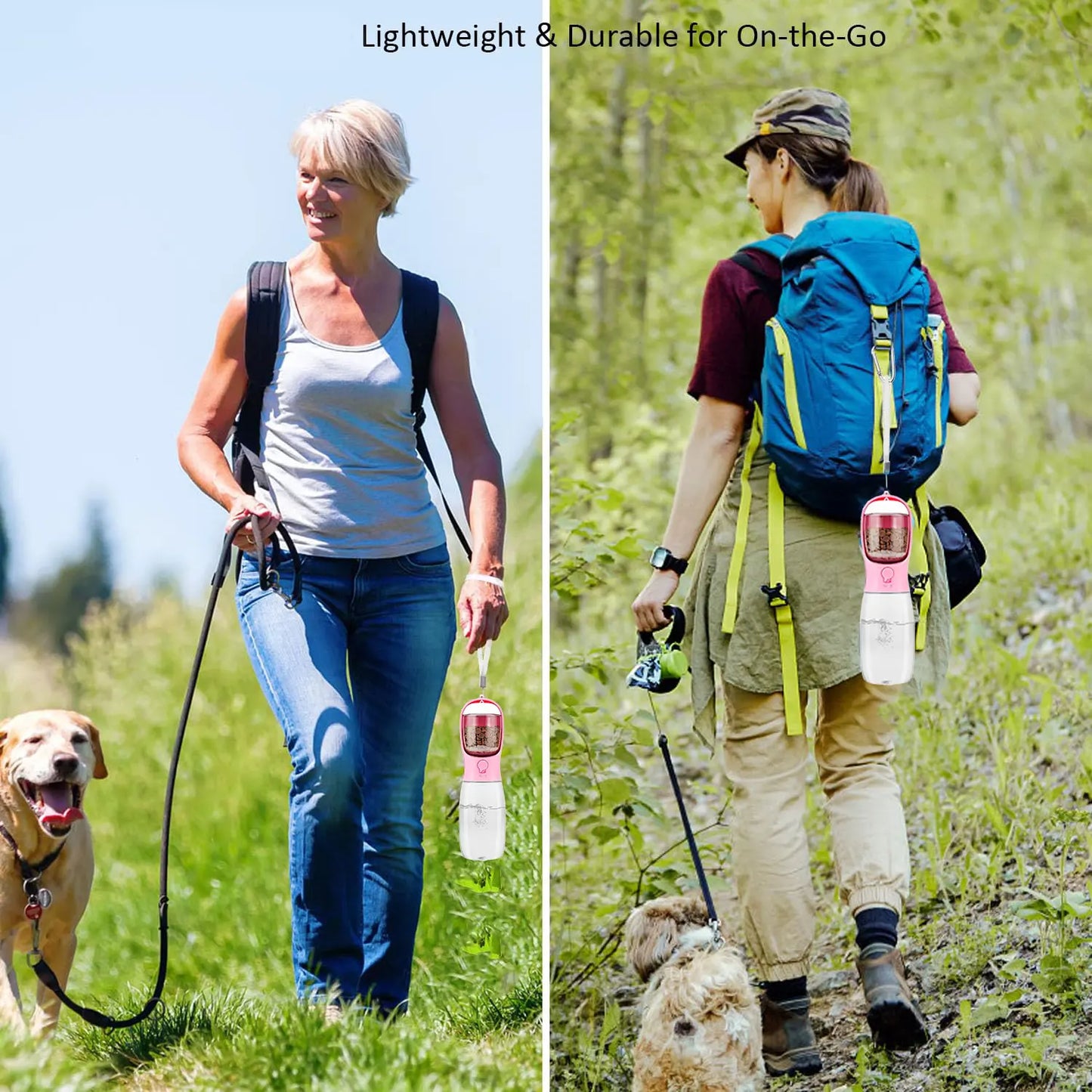 Portable Dog Water Bottle with Food Container – Travel Puppy Water Bowl & Automatic Feeder | Leak-Proof Pet Dispenser for Walking, Hiking, Camping | Essential for Yorkie, Chihuahua, Cat & Small Dogs