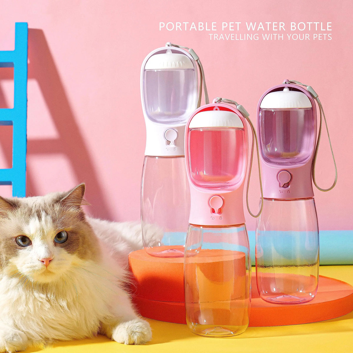 Portable Dog Water Bottle with Food Container – Travel Puppy Water Bowl & Automatic Feeder | Leak-Proof Pet Dispenser for Walking, Hiking, Camping | Essential for Yorkie, Chihuahua, Cat & Small Dogs
