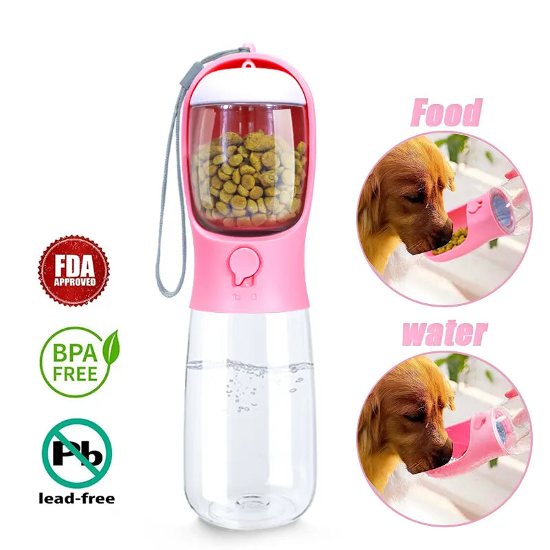 Portable Dog Water Bottle with Food Container – Travel Puppy Water Bowl & Automatic Feeder | Leak-Proof Pet Dispenser for Walking, Hiking, Camping | Essential for Yorkie, Chihuahua, Cat & Small Dogs