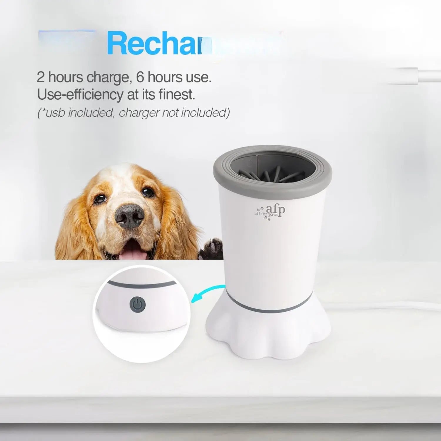 ALL for PAWS Automatic Dog Paw Cleaner, Dog Foot Washer Electric Paw Washer for Dogs Portable Paw Cleaner Cup, Mud Paw Clean Station, Silicone Brush Soft for Paws, Two Speed, Suction Cup Bottom