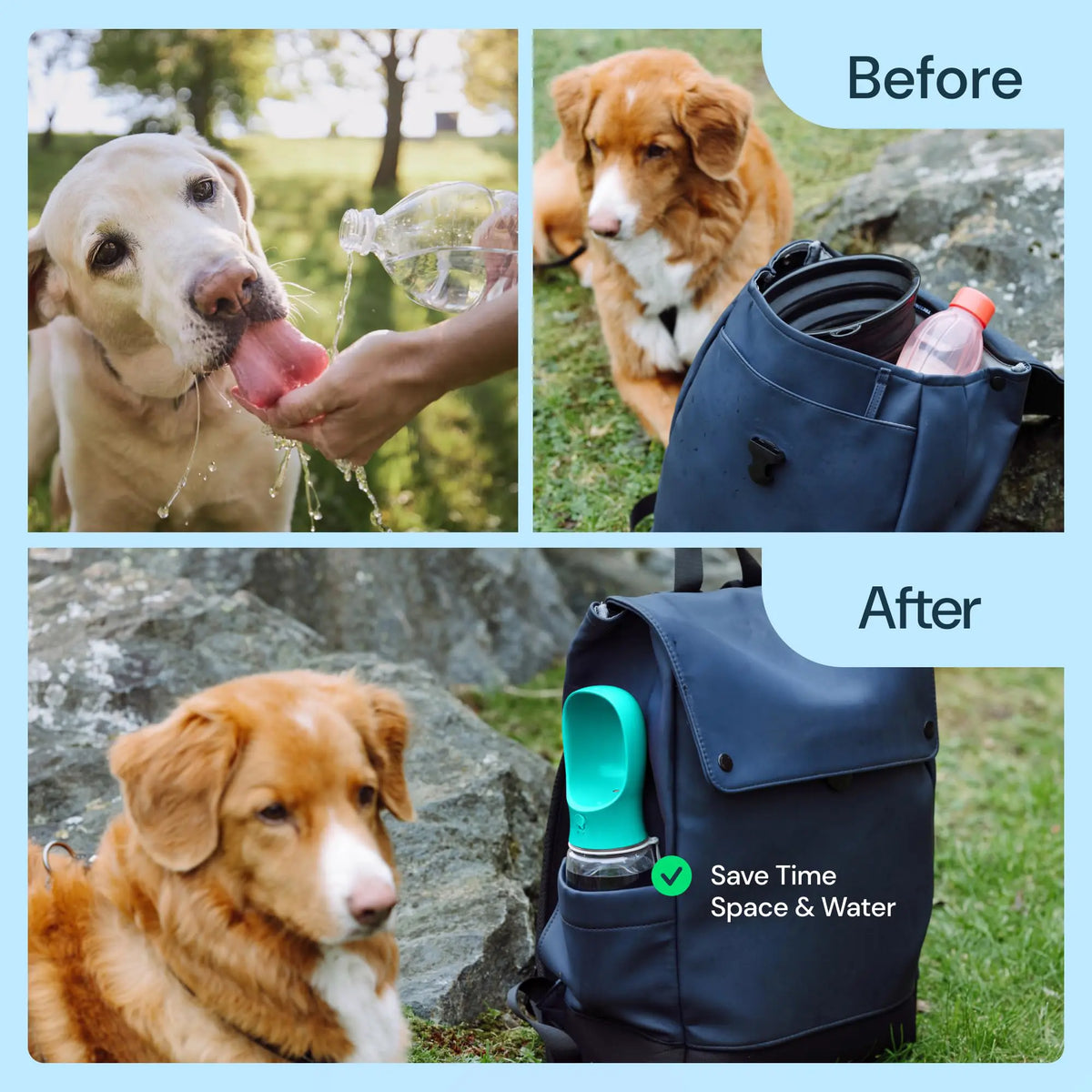Portable Dog Water Bottle with Food Container – Travel Puppy Water Bowl & Automatic Feeder | Leak-Proof Pet Dispenser for Walking, Hiking, Camping | Essential for Yorkie, Chihuahua, Cat & Small Dogs