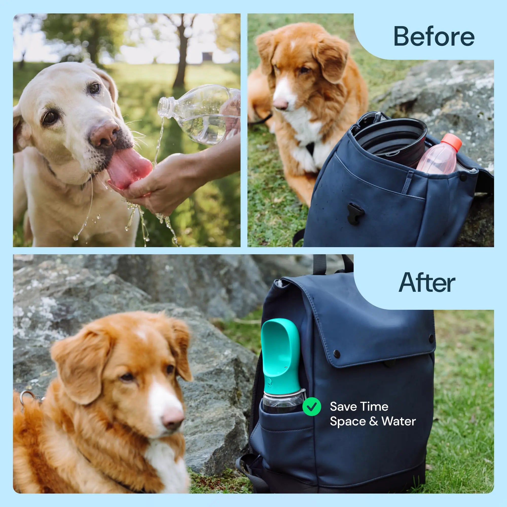 Portable Dog Water Bottle with Food Container – Travel Puppy Water Bowl & Automatic Feeder | Leak-Proof Pet Dispenser for Walking, Hiking, Camping | Essential for Yorkie, Chihuahua, Cat & Small Dogs