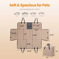 【Tiktokshopstockup】 VALUXE Dog Car Seat Cover for Large Dogs, Full-Cover Waterproof Back Seat Protector, Foldable, Beige/Black Summervibes Petlovers