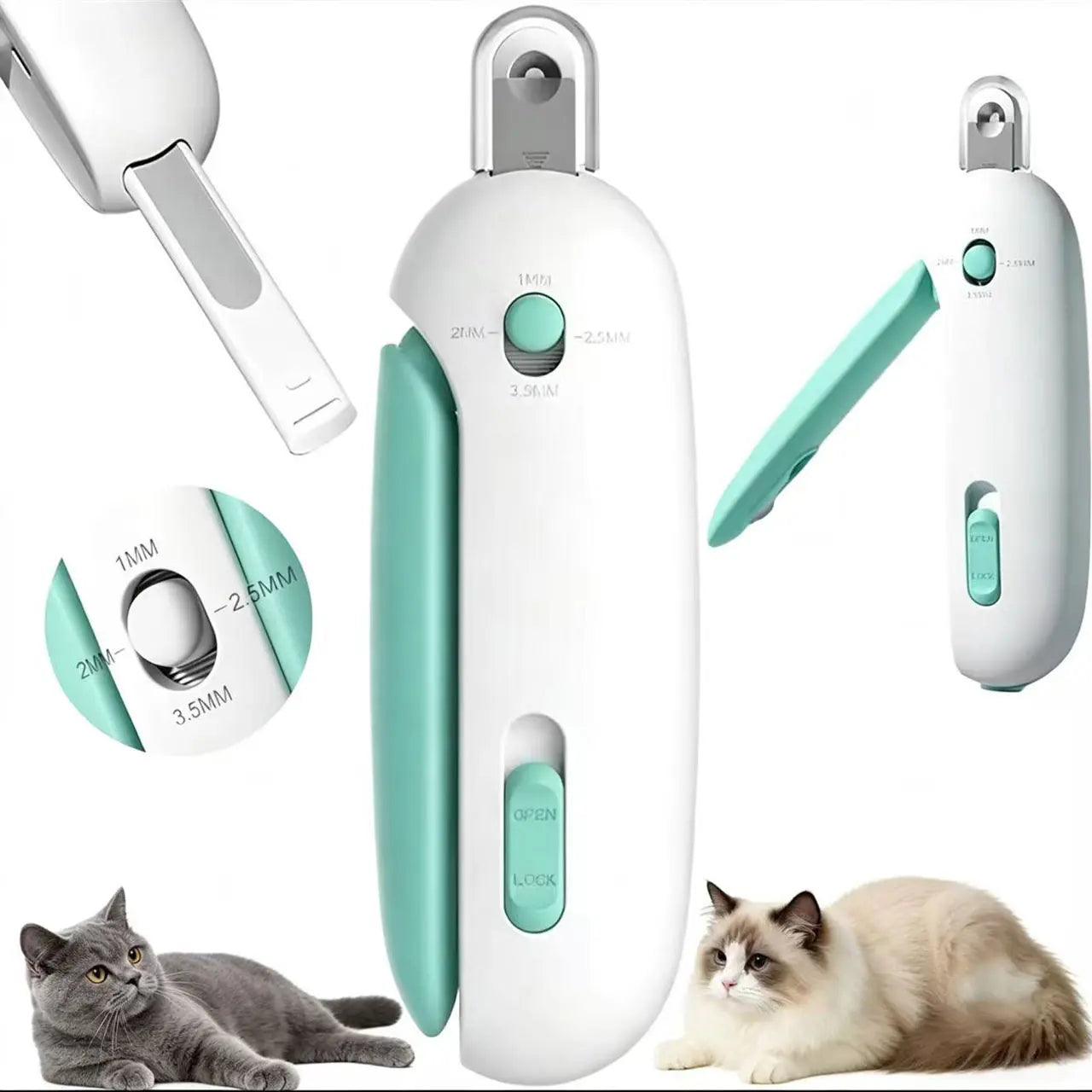 Pet Nail Clipper with Adjustable Aperture, 1 Count Pet Nail Trimmer with Nail File for Puppies, Safe Pet Claw Clipper Grooming Tool for Indoor & Outdoor Paw Trimmer